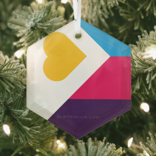 SlipperyJoes dreifarbige Polyamorie-Stolzflagge dr Ornament Aus Glas