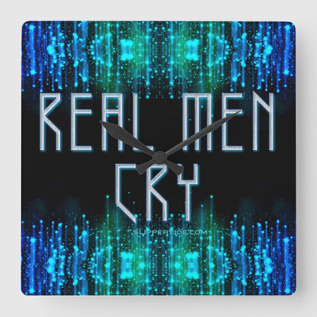 SlipperyJoe's echte Männer weinen Tränen schwarz b Quadratische Wanduhr (Vorderseite)