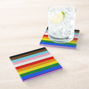 SlipperyJoe's Eleven Stripe Pride Flag verbindet P Glasuntersetzer