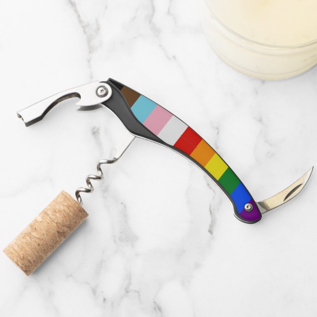 SlipperyJoe's Eleven Stripe Pride Flag verbindet P Kellnermesser (Vorderseite)
