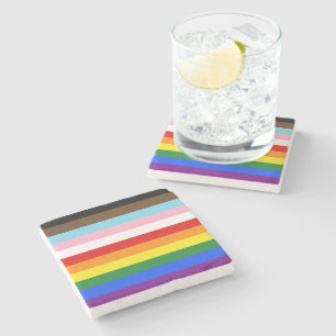 SlipperyJoe's Eleven Stripe Pride Flag verbindet P Steinuntersetzer