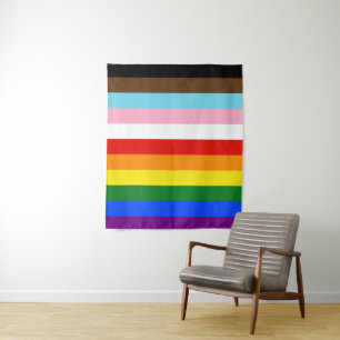 SlipperyJoe's Eleven Stripe Pride Flag verbindet P Wandteppich