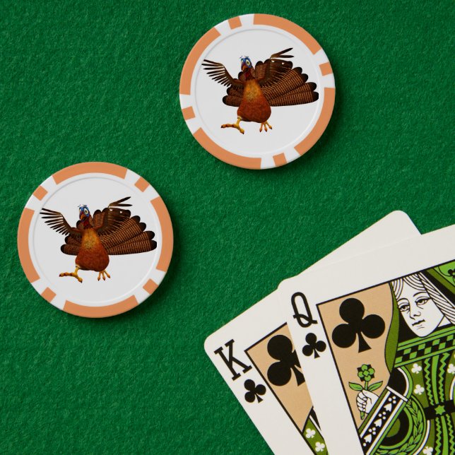 SlipperyJoe's Erntedank animierte Truthahn-Figur Pokerchips (Pokertisch (doppelt))
