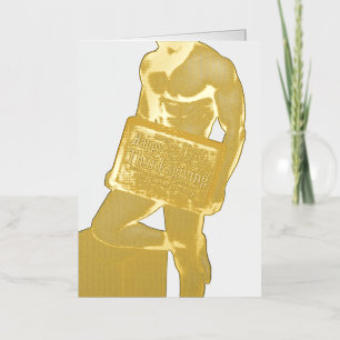 SlipperyJoe's Erntedank Mann mit sechs Päckchen ab