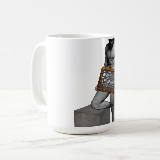 SlipperyJoe's Erntedank Mann mit sechs Päckchen ab Kaffeetasse (Vorderseite Links)