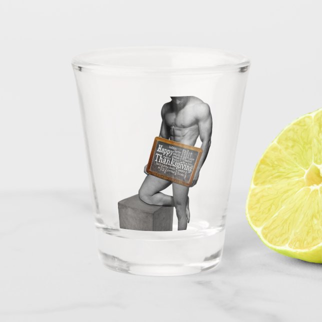 SlipperyJoe's Erntedank Mann mit sechs Päckchen ab Schnapsglas (Vorderseite)