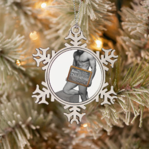 SlipperyJoe's Erntedank Mann mit sechs Päckchen ab Schneeflocken Zinn-Ornament
