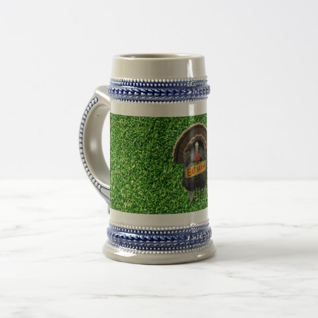 SlipperyJoe's Erntedank Truthahngras essen Schinke Bierglas (Vorderseite Links)