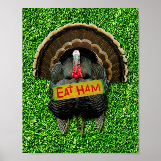SlipperyJoe's Erntedank Truthahngras essen Schinke Poster (Vorne)