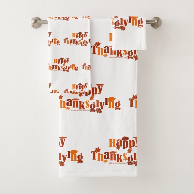 SlipperyJoe's Erntedank verlasse braunen Orangenku Badhandtuch Set (Insitu)