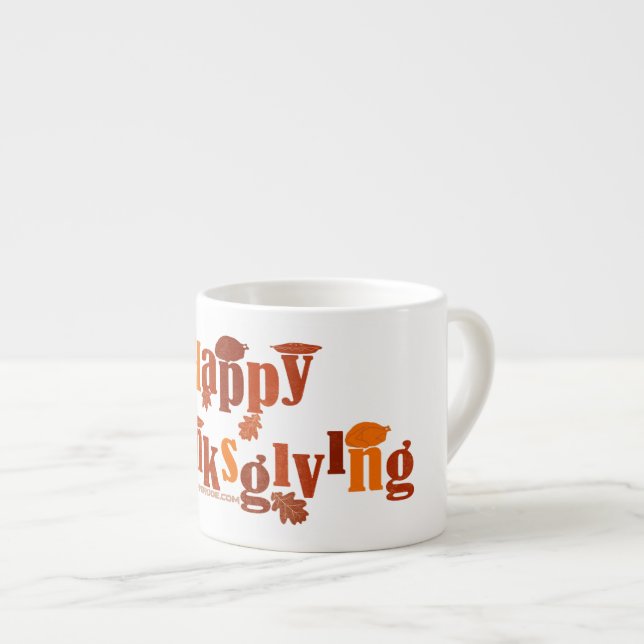 SlipperyJoe's Erntedank verlasse braunen Orangenku Espressotasse (Vorderseite Rechts)