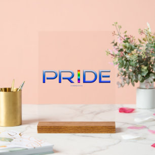 SlipperyJoe's farbenfroher Pride Wort fett metalli Acrylschild