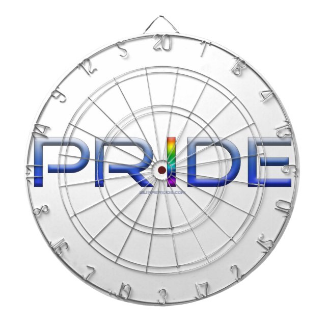 SlipperyJoe's farbenfroher Pride Wort fett metalli Dartscheibe (vorne)