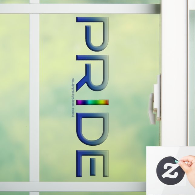 SlipperyJoe's farbenfroher Pride Wort fett metalli Fensteraufkleber (Zuhause)