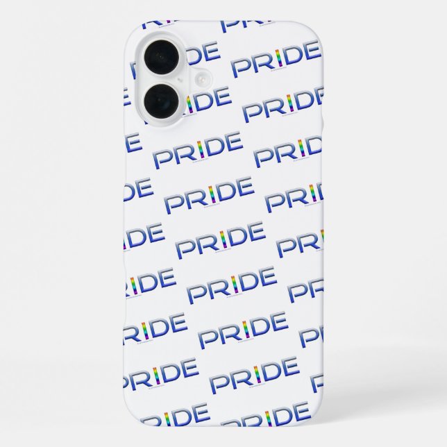 SlipperyJoe's farbenfroher Pride Wort fett metalli iPhone 16 Plus Hülle (Rückseite)