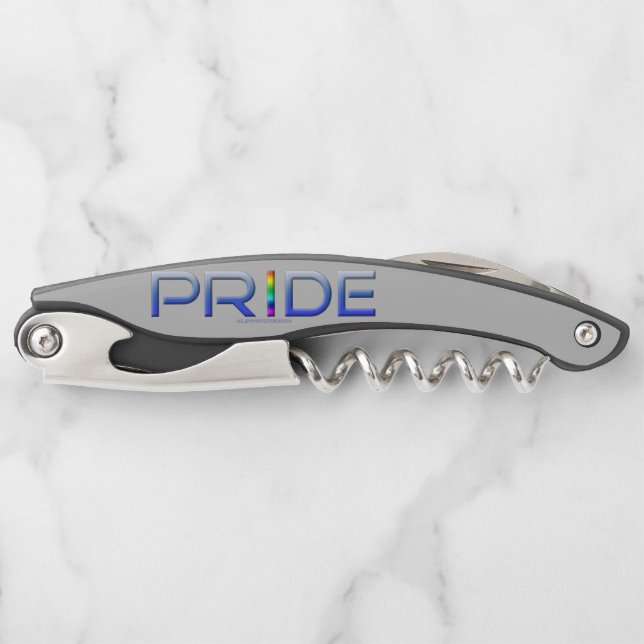SlipperyJoe's farbenfroher Pride Wort fett metalli Kellnermesser (Vorderseite)