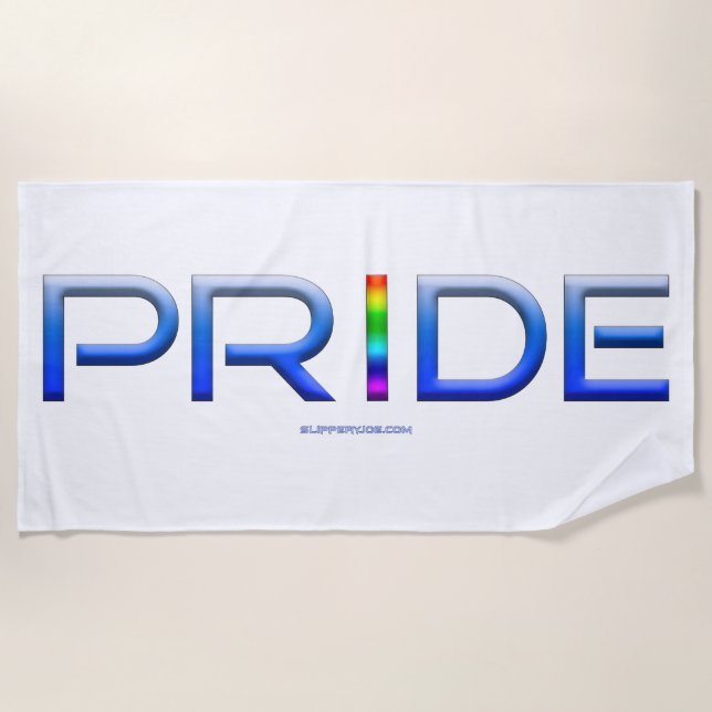 SlipperyJoe's farbenfroher Pride Wort fett metalli Strandtuch (Vorderseite)