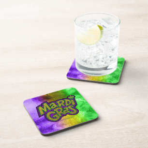 SlipperyJoe's festives Mardi-Gras-Themen-Kronenver Getränkeuntersetzer