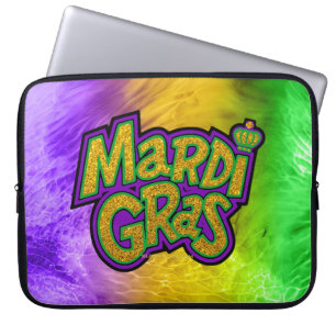 SlipperyJoe's festives Mardi-Gras-Themen-Kronenver Laptopschutzhülle