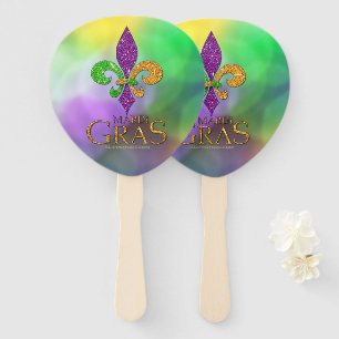 SlipperyJoe's festliches Mardi Gras themed lila gr Fächer
