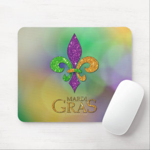 SlipperyJoe's festliches Mardi Gras themed lila gr Mousepad