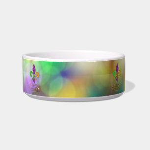 SlipperyJoe's festliches Mardi Gras themed lila gr Napf