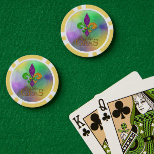 SlipperyJoe's festliches Mardi Gras themed lila gr Pokerchips
