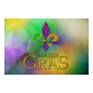 SlipperyJoe's festliches Mardi Gras themed lila gr Poster