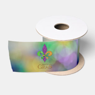 SlipperyJoe's festliches Mardi Gras themed lila gr Satinband