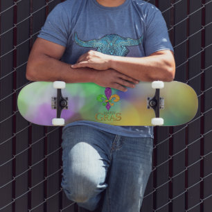SlipperyJoe's festliches Mardi Gras themed lila gr Skateboard