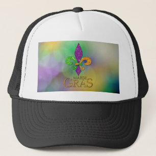 SlipperyJoe's festliches Mardi Gras themed lila gr Truckerkappe