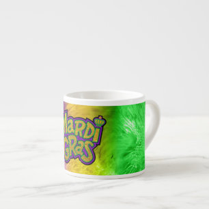 SlipperyJoe's festliches Mardi-Gras-Themen-Kronen- Espressotasse