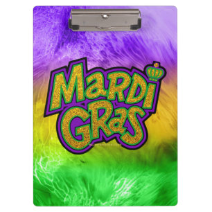 SlipperyJoe's festliches Mardi Gras-Themen-Kronenr Klemmbrett