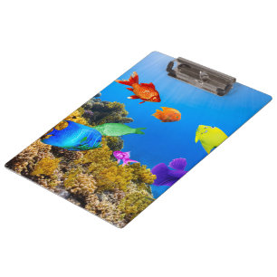 SlipperyJoe's Fish Pride tropisch-grüne blaue Purp Klemmbrett