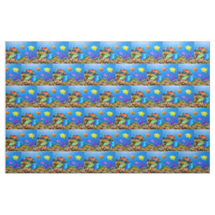 SlipperyJoe's Fish Pride tropisch-grüne blaue Purp Stoff