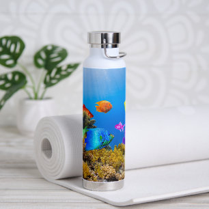 SlipperyJoe's Fish Pride tropisch-grüne blaue Purp Trinkflasche