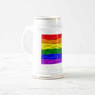 SlipperyJoe's Flüssigglanz-Stolzflagge rot orange  Bierglas