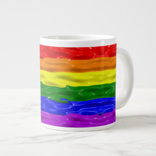 SlipperyJoe's Flüssigglanz-Stolzflagge rot orange  Jumbo-Tasse