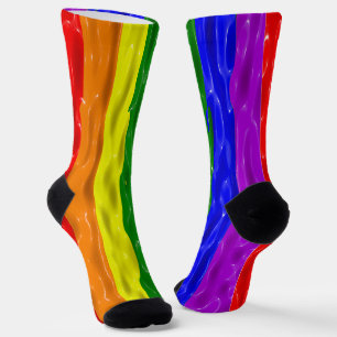 SlipperyJoe's Flüssigglanz-Stolzflagge rot orange  Socken