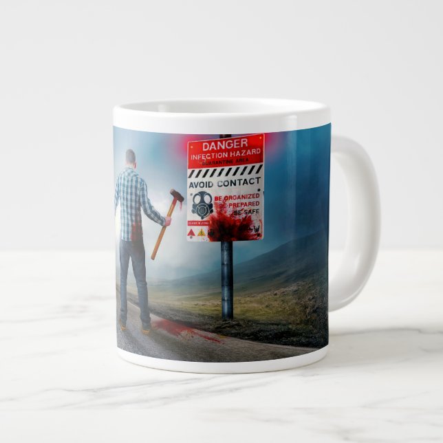 SlipperyJoe's fröhliche Halloween-Zombies Jumbo-Tasse (Vorderseite Rechts)
