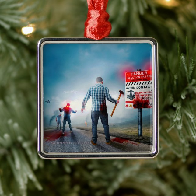 SlipperyJoe's fröhliche Halloween-Zombies Ornament Aus Metall (Baum)