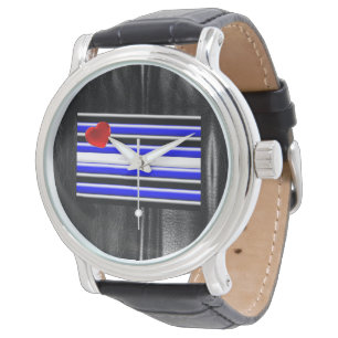 SlipperyJoe's Gay Leather Pride Fahne schwarze Kön Armbanduhr