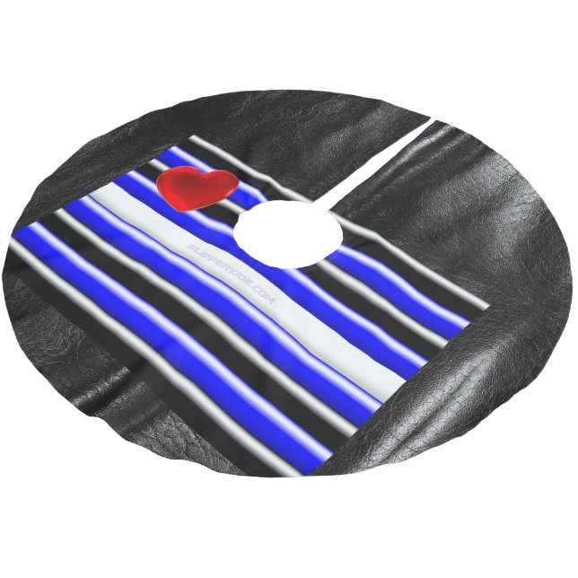 SlipperyJoe's Gay Leather Pride Fahne schwarze Kön Polyester Weihnachtsbaumdecke (Schrägansicht)