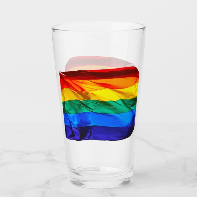 SlipperyJoe's Gay Pride-Fahne schwänzen Stolzfarbe Glas (Vorderseite)