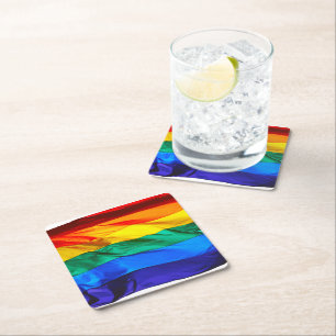 SlipperyJoe's Gay Pride-Fahne schwänzen Stolzfarbe Rechteckiger Pappuntersetzer
