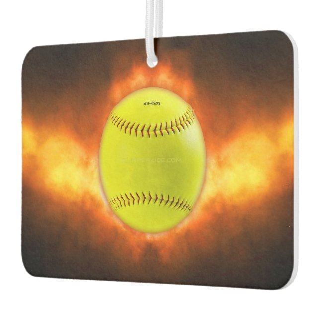 SlipperyJoe's gelbe Softball-Feuerball-Flammenrasp Autolufterfrischer (Links)