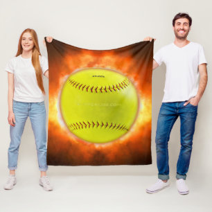 SlipperyJoe's gelbe Softball-Feuerball-Flammenrasp Fleecedecke