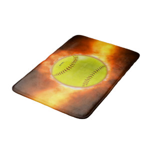 SlipperyJoe's gelber Softball-Feuerball Flammen ra Badematte