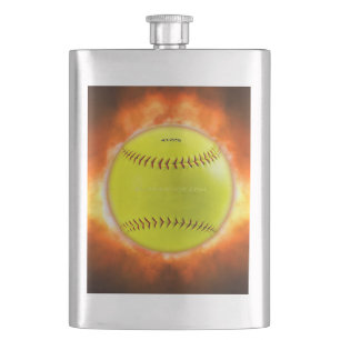 SlipperyJoe's gelber Softball-Feuerball Flammen ra Flachmann