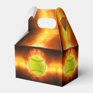 SlipperyJoe's gelber Softball-Feuerball Flammen ra Geschenkschachtel